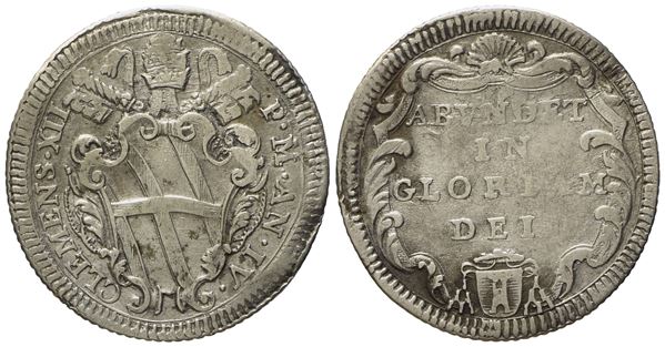 STATO PONTIFICIO. Roma. Clemente XII (1730 - 1740). Giulio anno IV. Ag (g 2,56; mm 26).  - Auction Modern Coins - Bertolami Fine Art - Casa d'Aste