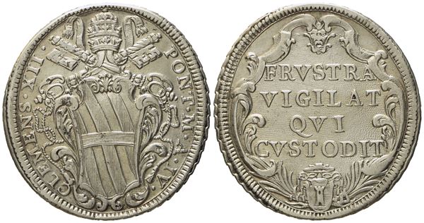 STATO PONTIFICIO. Roma. Clemente XII (1730 - 1740). Mezza piastra anno IV. Ag (g 14,64; mm 36,3).  - Auction Modern Coins - Bertolami Fine Art - Casa d'Aste