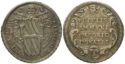 Stato Pontificio. Roma. Clemente XII (1730 - 1740). Testone Anno V. Ag (g 8,17; MM 31).