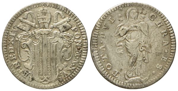 STATO PONTIFICIO. Roma. Benedetto XIV (1740 - 1758). Grosso anno XV. Ag (g 1,25; mm 19).  - Auction Modern Coins - Bertolami Fine Art - Casa d'Aste