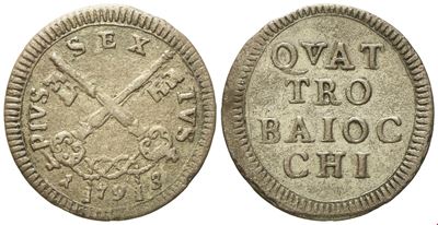 Pio VI, Stato Pontificio, 4 baiocchi 1793 (Mi)