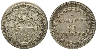 Stato Pontificio. Roma. Pio Vi (1775 - 1799). Grosso Anno XIII (1778). Ag (g 1,28; MM 19).