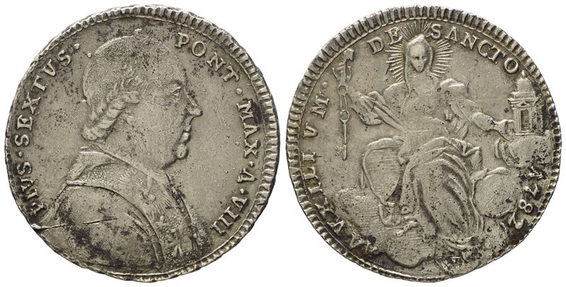 Pio VI, Doppio giulio, quinto di scudo 1782, anno VIII