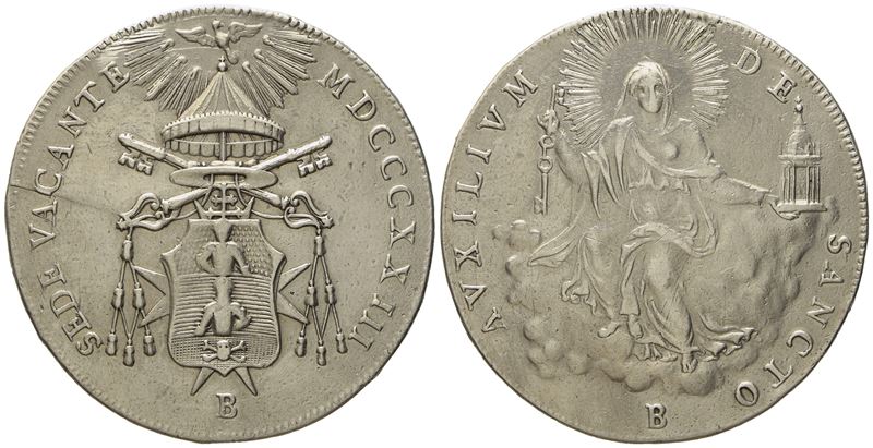 Stato Pontificio. Bologna. Sede Vacante 1823. Scudo 1823. Ag (g 26,31; MM 40,4).