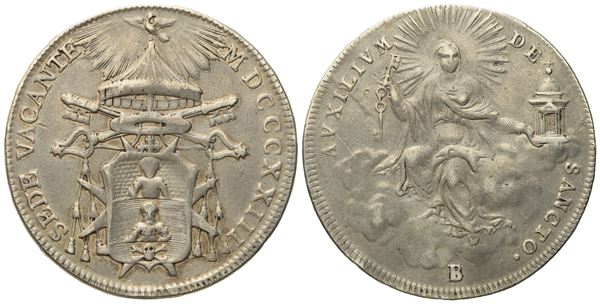 STATO PONTIFICIO. BOLOGNA. Sede Vacante 1823. Mezzo scudo 1823. Gig.5; Ag; 13gr; 34,02mm. Probabile montatura divelta.