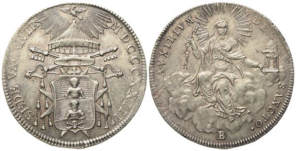 STATO PONTIFICIO. BOLOGNA. Sede Vacante 1823. Mezzo scudo 1823. Gig.5; Ag; 13,24gr; 33,8mm; Ottimo lustro