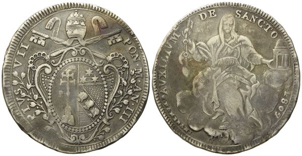 STATO PONTIFICIO. Roma. Pio VII (1800 - 1823). Scudo 1802, anno III. Ag (g 25,84; mm 40,4).