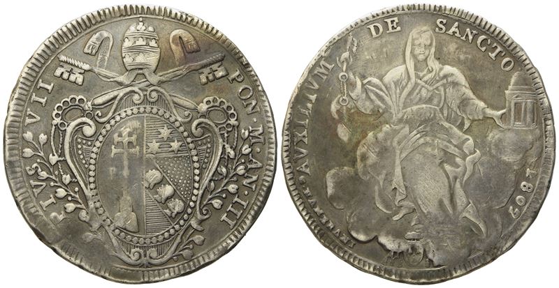 Stato Pontificio. Roma. Pio VII (1800 - 1823). Scudo 1802, Anno III. Ag (g 25,84; MM 40,4).