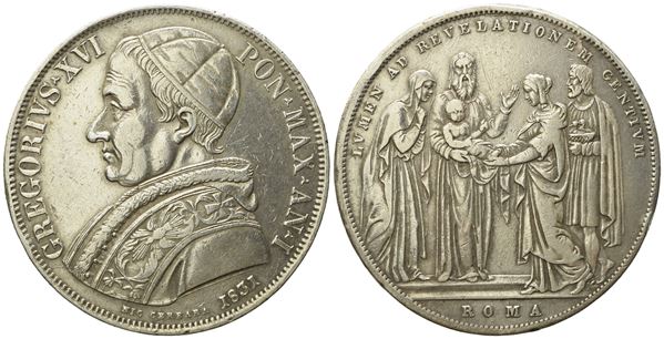 STATO PONTIFICIO. Roma. Gregorio XVI (1831 - 1846). Scudo 1831. Ag (26,38 g; 37,68 mm).  - Asta Monete e medaglie medievali e moderne italiane ed estere - Bertolami Fine Art - Casa d'Aste