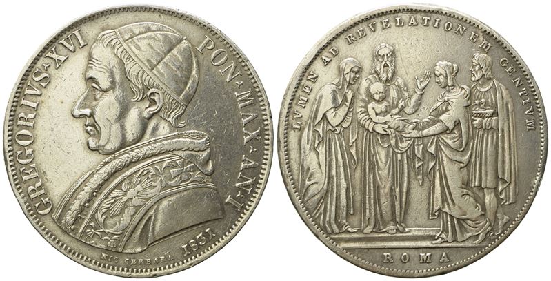 Stato Pontificio. Roma. Gregorio XVI (1831 - 1846). Scudo 1831. Ag (26,38 G; 37,68 MM).