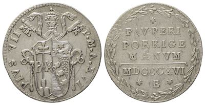 Stato Pontificio. Bologna. Pio VII (1800 - 1823). Grosso, Mezzo Paolo 1816, Anno XVI. Ag (g 1,32;...