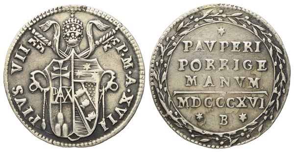 STATO PONTIFICIO. Bologna. Pio VII (1800 - 1823). Grosso, mezzo paolo 1816, anno XVII. Ag (g 1,32; mm 18,3).