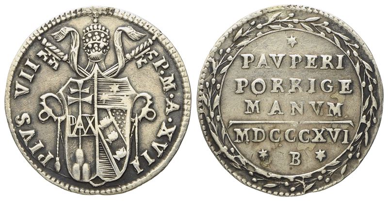 Stato Pontificio. Bologna. Pio VII (1800 - 1823). Grosso, Mezzo Paolo 1816, Anno XVII. Ag (g 1,32...