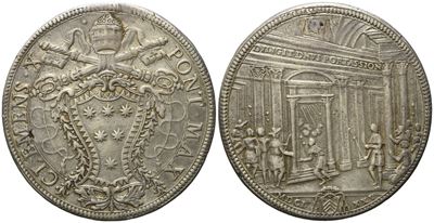 Stato Pontificio. Roma. Clemente X (1670 - 1676). Piastra 1675 "giubileo". Ag (31,45 G; 44,38 MM)...