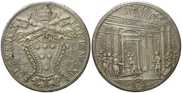 STATO PONTIFICIO. Roma. Clemente X (1670 - 1676). Piastra 1675 "Giubileo". Ag (31,45 g; 44,38 mm).