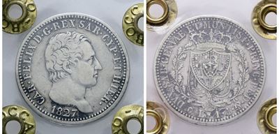 Regno di Sardegna. Genova. Carlo Felice (1821-1831). 1 Lira 1827. Gig.76; Ag; 5gr