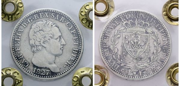 REGNO DI SARDEGNA. GENOVA. Carlo Felice (1821-1831). 1 Lira 1827. Gig.76; Ag; 5gr
