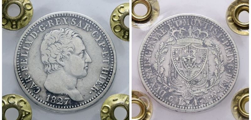 Regno di Sardegna. Genova. Carlo Felice (1821-1831). 1 Lira 1827. Gig.76; Ag; 5gr