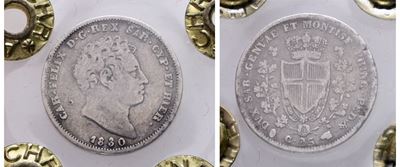 Regno di Sardegna. Torino. Carlo Felice (1821-1831). 25 Centesimi 1830. Gig.105; Ag; 5gr. Rr. Sig...