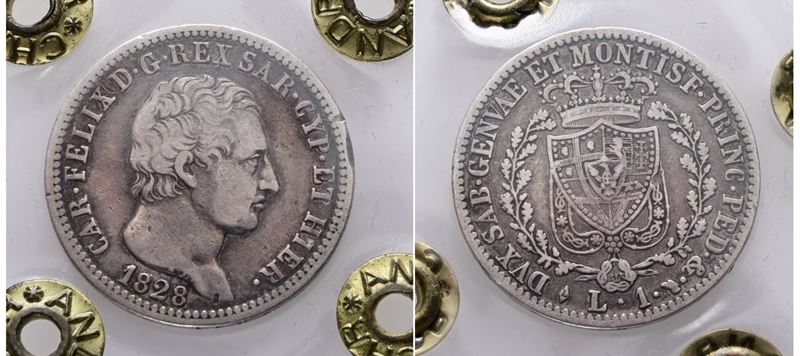 Regno di Sardegna. Torino. Carlo Felice (1821-1831). 1 Lira 1828. Gig.78; Ag; 5gr. Sigillata Hatr...