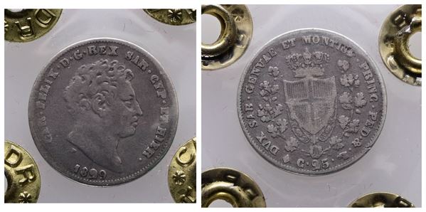 REGNO DI SARDEGNA. TORINO. Carlo Felice (1821-1831). 25 centesimi 1829. Gig.102; Ag; 5gr. RR. Sigillata Hatria