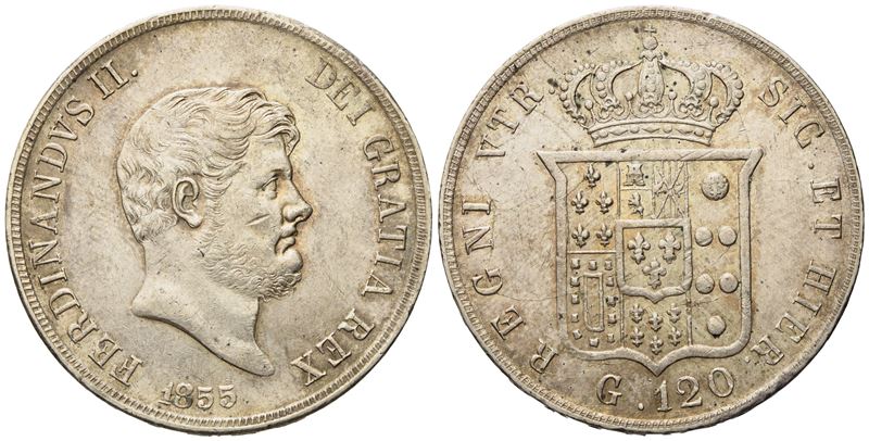 Napoli. Regno delle Due Sicilie. Ferdinando II di Borbone (1830-1859). Piastra da 120 Grana 1855....