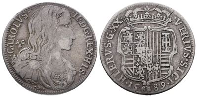 Napoli. Regno di Napoli. Carlo II di Spagna (1665-1700). Tarì da 20 Grana 1689. Magliocca 21; Ag;...