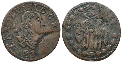 Napoli. Regno di Napoli. Carlo II di Spagna (1665-1700). Tornese 1683 (bilanciere). Magliocca 67;...