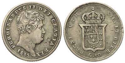 Napoli. Regno delle Due Sicilie. Ferdinando II di Borbone (1830-1859). Carlino da 10 Grana 1835. ...