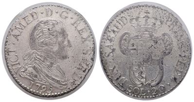 Regno di Sardegna. Vittorio Amedeo III (1773-1796). 20 Soldi 1795. Mont.372; Mi; 5,5gr. Sigillata...
