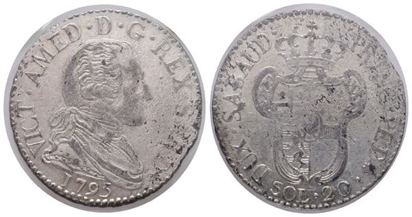 REGNO DI SARDEGNA. Vittorio Amedeo III (1773-1796). 20 soldi 1795. Mont.372; Mi; 5,5gr. Sigillata Marco Esposito