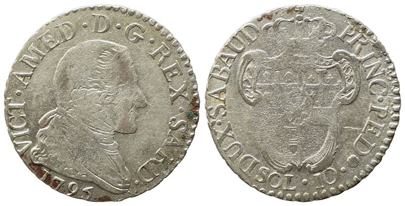 Regno di Sardegna. Vittorio Amedeo III (1773-1796), 10 Soldi 1795. Ag; 2,64gr; 20,5mm. Bb+