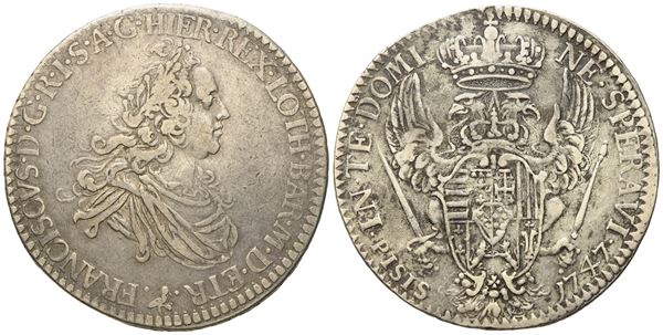 FIRENZE. Granducato di Toscana. Francesco II (III) di Lorena (1737-1765). Francescone da  10 paoli 1747. Ag (g 26,96; mm 40,2).