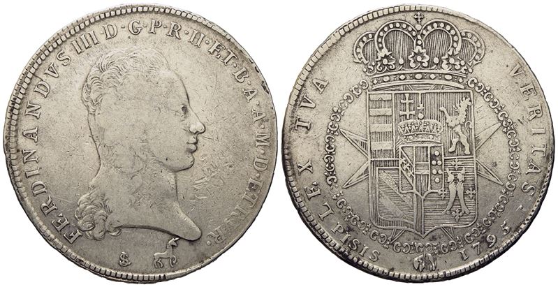 Firenze. Granducato di Toscana. Ferdinando III (1791-1824). Francescone da 10 Paoli 1795. Ag (g 2...