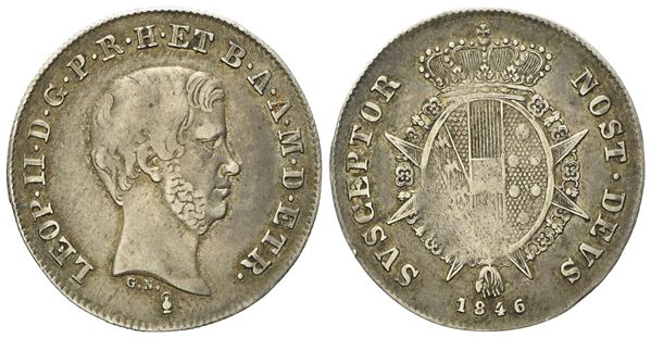 FIRENZE. Granducato di Toscana. Leopoldo II (1824 - 1859). Paolo 1846. Ag (2,80 g; 23,1 mm)   - Asta Monete e medaglie medievali e moderne italiane ed estere - Bertolami Fine Art - Casa d'Aste