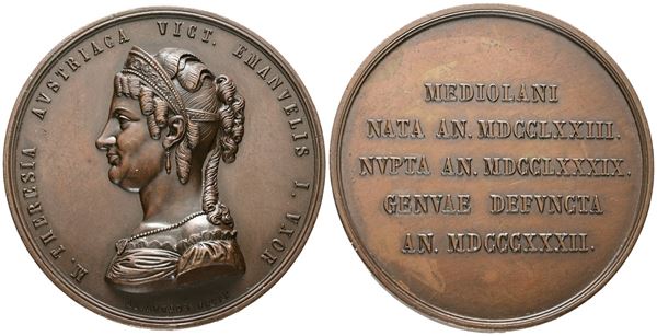 PERSONAGGI. Medaglia 1865 Commemorativa per la morte di Maria Teresa d'Asburgo. Opus: Luigi Arnaud. Ae; 65,95gr; 52,5mm.