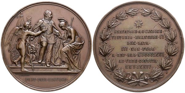 REGNO D'ITALIA. Vittorio Emanuele II (1861-1878), Medaglia 1874; Æ (g 178,22; mm 75,8). Opus: Moscetti. SPL, colpetti al bordo