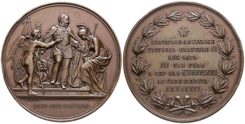 Regno D'italia. Vittorio Emanuele II (1861-1878), Medaglia 1874; Æ (g 178,22; MM 75,8). Opus: Mos...