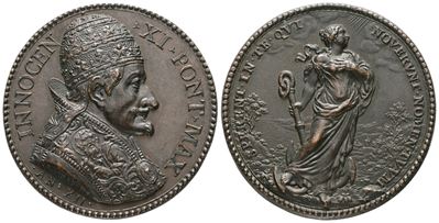 Stato Pontificio. Roma. Innocenzo XI (1676-1689). Medaglia Vittorie della Lega Santa, Anno XII. O...