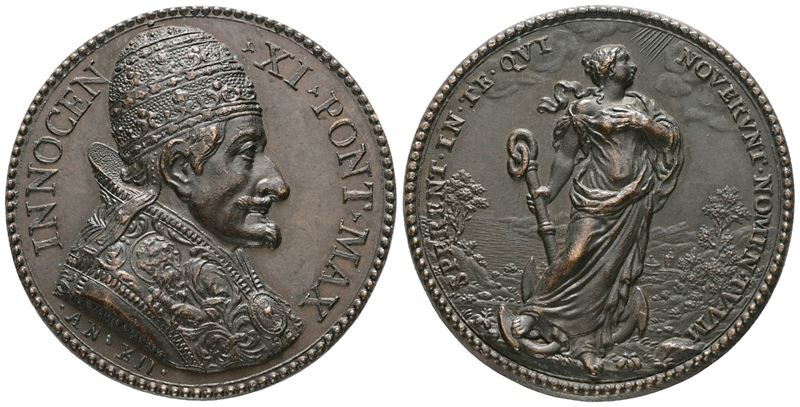 Stato Pontificio. Roma. Innocenzo XI (1676-1689). Medaglia Vittorie della Lega Santa, Anno XII. O...
