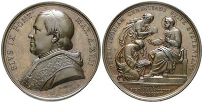 Stato Pontificio. Pio IX (1846-1878). Medaglia Annuale 1862 a.XVII "per L'obolo di San Pietro"; O...