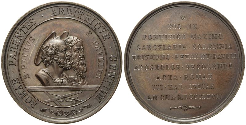Pio IX, Medaglia in occasione del 18° centenario del martirio di San Pietro e Paolo, 1867