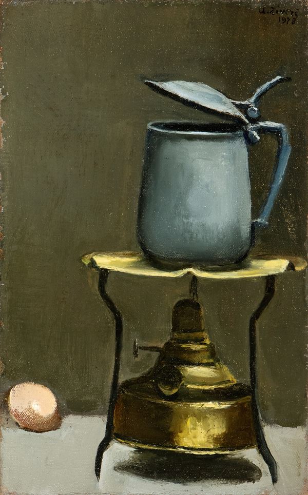 ALBERTO ZIVERI - Still life with kettle and egg