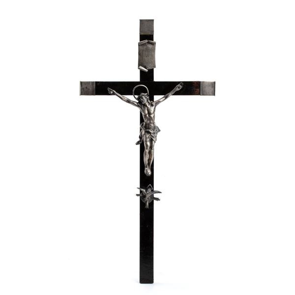 Solid silver and wooden crucified Christ