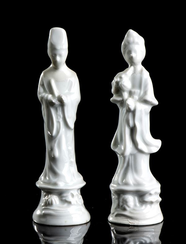 TWO 'BLANC DE CHINE' PORCELAIN FIGURES