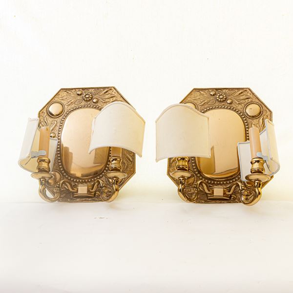 Pair of octagonal wall sconces