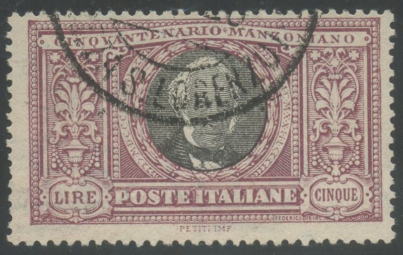 Manzoni, 5 Lire Violetto e Nero (1919)