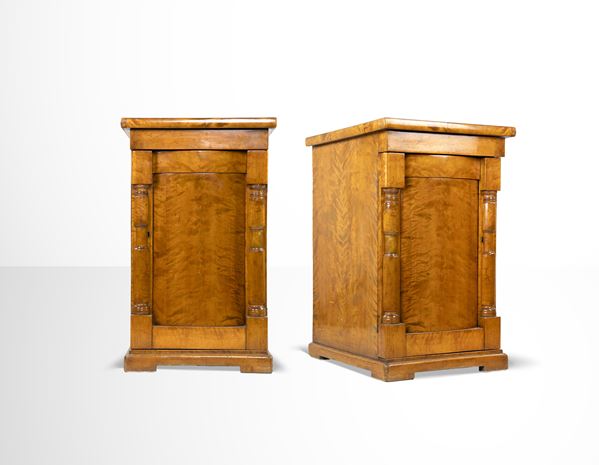 Pair of French Empire Style Walnut Night Tables