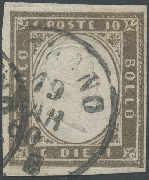 Sardinia - Light olive brown  - Auction Stamps and Postal History - Bertolami Fine Art - Casa d'Aste