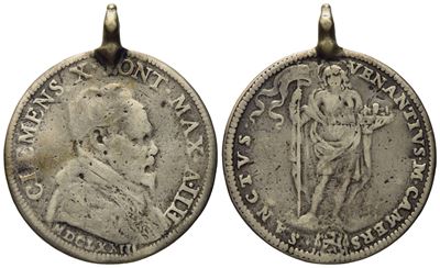 Stato Pontificio. Roma. Clemente X (1670 - 1676). Giulio 1673 "san Venanzio". Ag (3,24g; 25,59 MM...